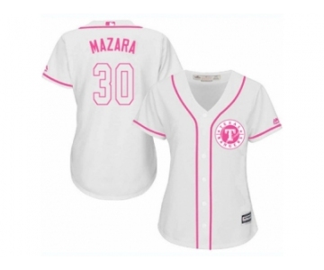 Women's Majestic Texas Rangers #30 Nomar Mazara Replica White Fashion Cool Base MLB Jersey