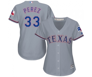 Women's Majestic Texas Rangers #33 Martin Perez Replica Grey Road Cool Base MLB Jersey