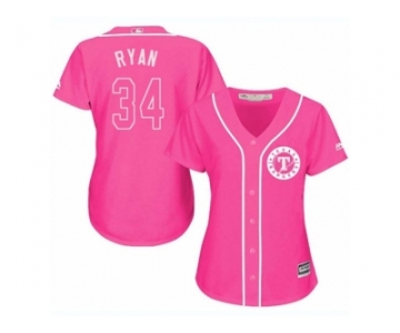 Women's Majestic Texas Rangers #34 Nolan Ryan Replica Pink Fashion Cool Base MLB Jersey