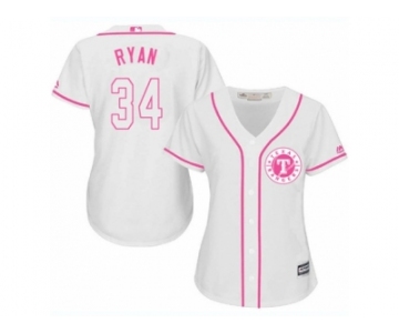 Women's Majestic Texas Rangers #34 Nolan Ryan Replica White Fashion Cool Base MLB Jersey