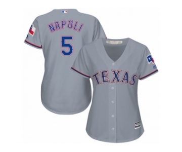 Women's Majestic Texas Rangers #5 Mike Napoli Replica Grey Road Cool Base MLB Jersey