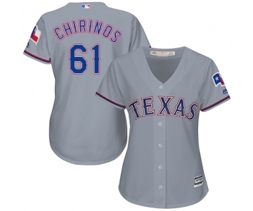 Women's Majestic Texas Rangers #61 Robinson Chirinos Replica Grey Road Cool Base MLB Jersey