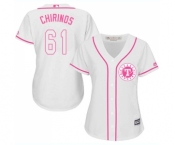 Women's Majestic Texas Rangers #61 Robinson Chirinos Replica White Fashion Cool Base MLB Jersey
