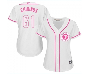 Women's Majestic Texas Rangers #61 Robinson Chirinos Replica White Fashion Cool Base MLB Jersey