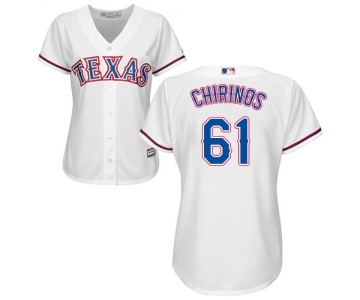 Women's Majestic Texas Rangers #61 Robinson Chirinos Replica White Home Cool Base MLB Jersey