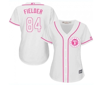 Women's Majestic Texas Rangers #84 Prince Fielder Authentic White Fashion Cool Base MLB Jersey