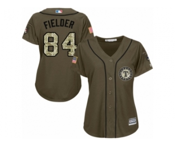 Women's Majestic Texas Rangers #84 Prince Fielder Replica Green Salute to Service MLB Jersey