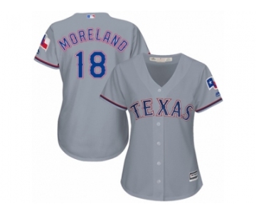 Women's Texas Rangers #18 Moreland Grey Road Stitched MLB Jersey
