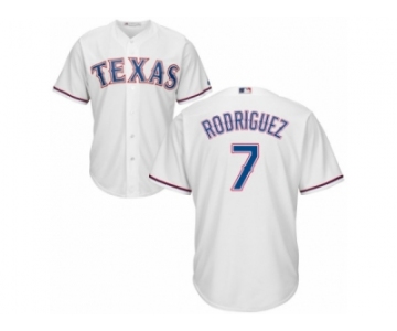 Youth Majestic Texas Rangers #7 Ivan Rodriguez Authentic White Home Cool Base MLB Jersey