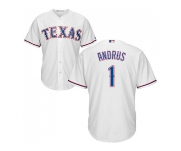 Youth Texas Rangers #1 Elvis Andrus White Cool Base Stitched MLB Jersey