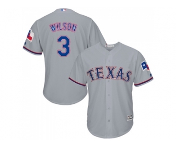 Youth Texas Rangers #3 Russell Wilson Grey Cool Base Stitched MLB Jersey