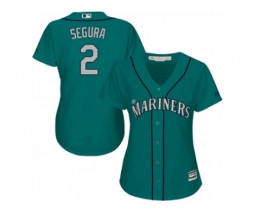 Women's Majestic Seattle Mariners #2 Jean Segura Replica Teal Green Alternate Cool Base MLB Jersey