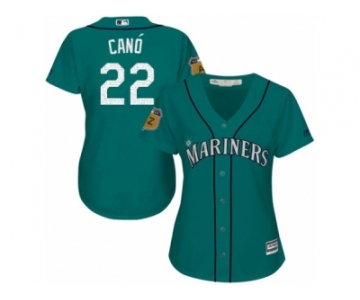 Women's Majestic Seattle Mariners #22 Robinson Cano Authentic Aqua 2017 Spring Training Cool Base MLB Jersey