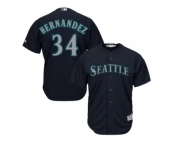 Women's Seattle Mariners #34 Felix Hernandez Navy Blue Alternate Stitched MLB Jersey