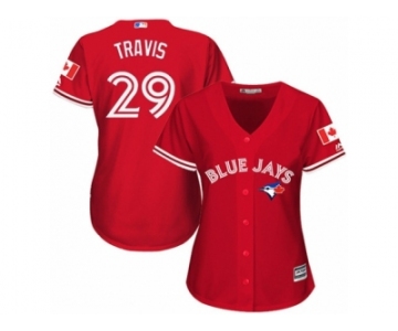 Women's Majestic Toronto Blue Jays #29 Devon Travis Authentic Red Canada Day MLB Jersey