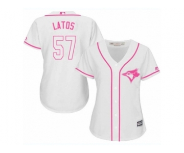 Women's Majestic Toronto Blue Jays #57 Mat Latos Replica White Fashion Cool Base MLB Jersey