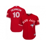 Youth Majestic Toronto Blue Jays #10 Edwin Encarnacion Authentic Red Canada Day MLB Jersey