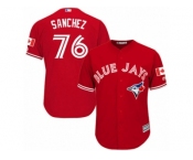 Youth Majestic Toronto Blue Jays #76 Tony Sanchez Authentic Red Canada Day MLB Jersey