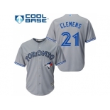 Youth Toronto Blue Jays #21 Roger Clemens Grey Cool Base Stitched MLB Jersey