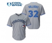 Youth Toronto Blue Jays #32 Roy Halladay Grey Cool Base Stitched MLB Jersey