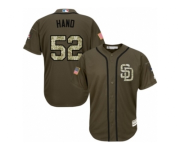Youth Majestic San Diego Padres #52 Brad Hand Replica Green Salute to Service Cool Base MLB Jersey