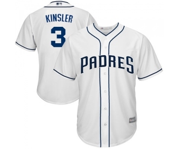 Youth San Diego Padres #3 Ian Kinsler Authentic White Home Cool Base Baseball Jersey
