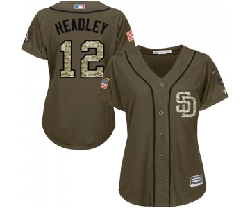 Women's Majestic San Diego Padres #12 Chase Headley Authentic Green Salute to Service Cool Base MLB Jersey
