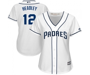 Women's Majestic San Diego Padres #12 Chase Headley Authentic White Home Cool Base MLB Jersey