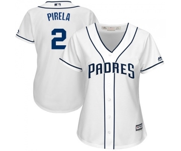 Women's Majestic San Diego Padres #2 Jose Pirela Authentic White Home Cool Base MLB Jersey