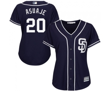 Women's Majestic San Diego Padres #20 Carlos Asuaje Replica Navy Blue Alternate 1 Cool Base MLB Jersey