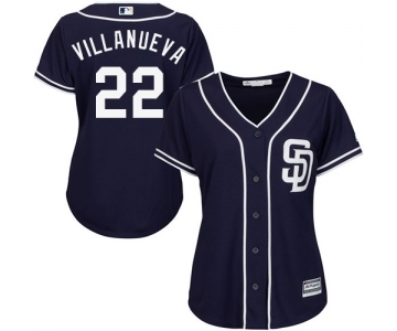 Women's Majestic San Diego Padres #22 Christian Villanueva Replica Navy Blue Alternate 1 Cool Base MLB Jersey