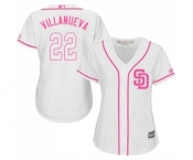 Women's Majestic San Diego Padres #22 Christian Villanueva Replica White Fashion Cool Base MLB Jersey