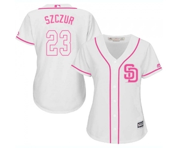 Women's Majestic San Diego Padres #23 Matt Szczur Replica White Fashion Cool Base MLB Jersey