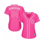 Women's Majestic San Diego Padres #24 Rickey Henderson Replica Pink Fashion Cool Base MLB Jersey