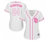 Women's Majestic San Diego Padres #24 Rickey Henderson Replica White Fashion Cool Base MLB Jersey