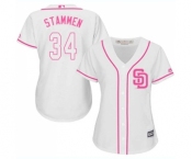 Women's Majestic San Diego Padres #34 Craig Stammen Replica White Fashion Cool Base MLB Jersey