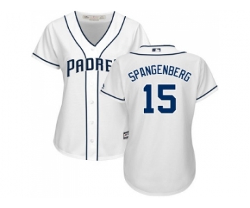 Women's San Diego Padres #15 Cory Spangenberg White Home Stitched MLB Jersey