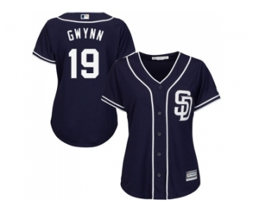 Women's San Diego Padres #19 Tony Gwynn Navy Blue Alternate Stitched MLB Jersey