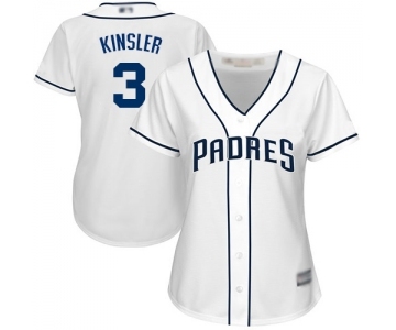Women's San Diego Padres #3 Ian Kinsler Replica White Home Cool Base Baseball Jersey