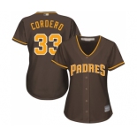 Women's San Diego Padres #33 Franchy Cordero Authentic Brown Alternate Cool Base Baseball Jersey