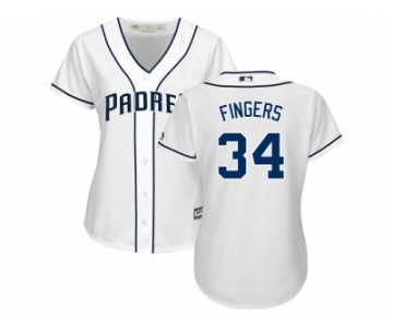 Women's San Diego Padres #34 Rollie Fingers White Home Stitched MLB Jersey