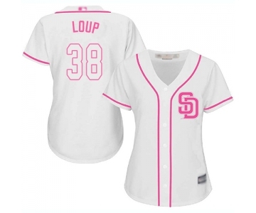 Women's San Diego Padres #38 Aaron Loup Replica White Fashion Cool Base Baseball Jersey
