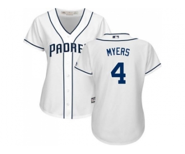 Women's San Diego Padres #4 Wil Myers White Home Stitched MLB Jersey