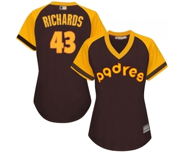 Women's San Diego Padres #43 Garrett Richards Authentic Brown Alternate Cooperstown Cool Base Baseball Jersey