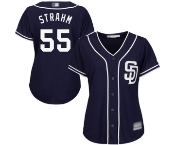 Women's San Diego Padres #55 Matt Strahm Authentic Navy Blue Alternate 1 Cool Base Baseball Jersey