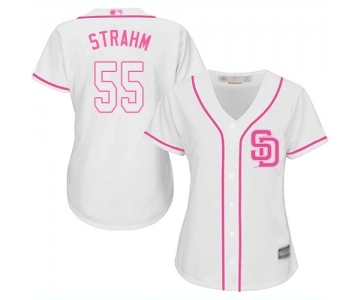 Women's San Diego Padres #55 Matt Strahm Authentic White Fashion Cool Base Baseball Jersey