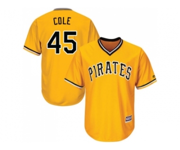 Youth Pittsburgh Pirates #45 Gerrit Cole Gold Cool Base Stitched MLB Jersey