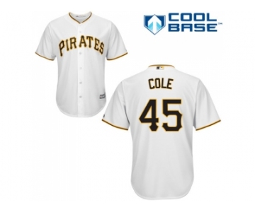 Youth Pittsburgh Pirates #45 Gerrit Cole White Cool Base Stitched MLB Jersey
