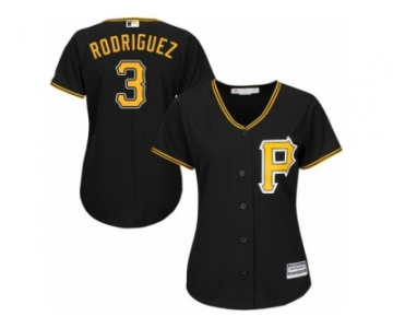 Women Majestic Pittsburgh Pirates #3 Sean Rodriguez Replica Black Alternate Cool Base MLB Jersey