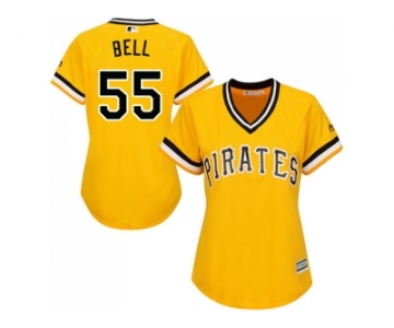 Women Pittsburgh Pirates #55 Josh Bell Gold Alternate Stitched MLB Jersey
